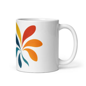 White glossy flower mug